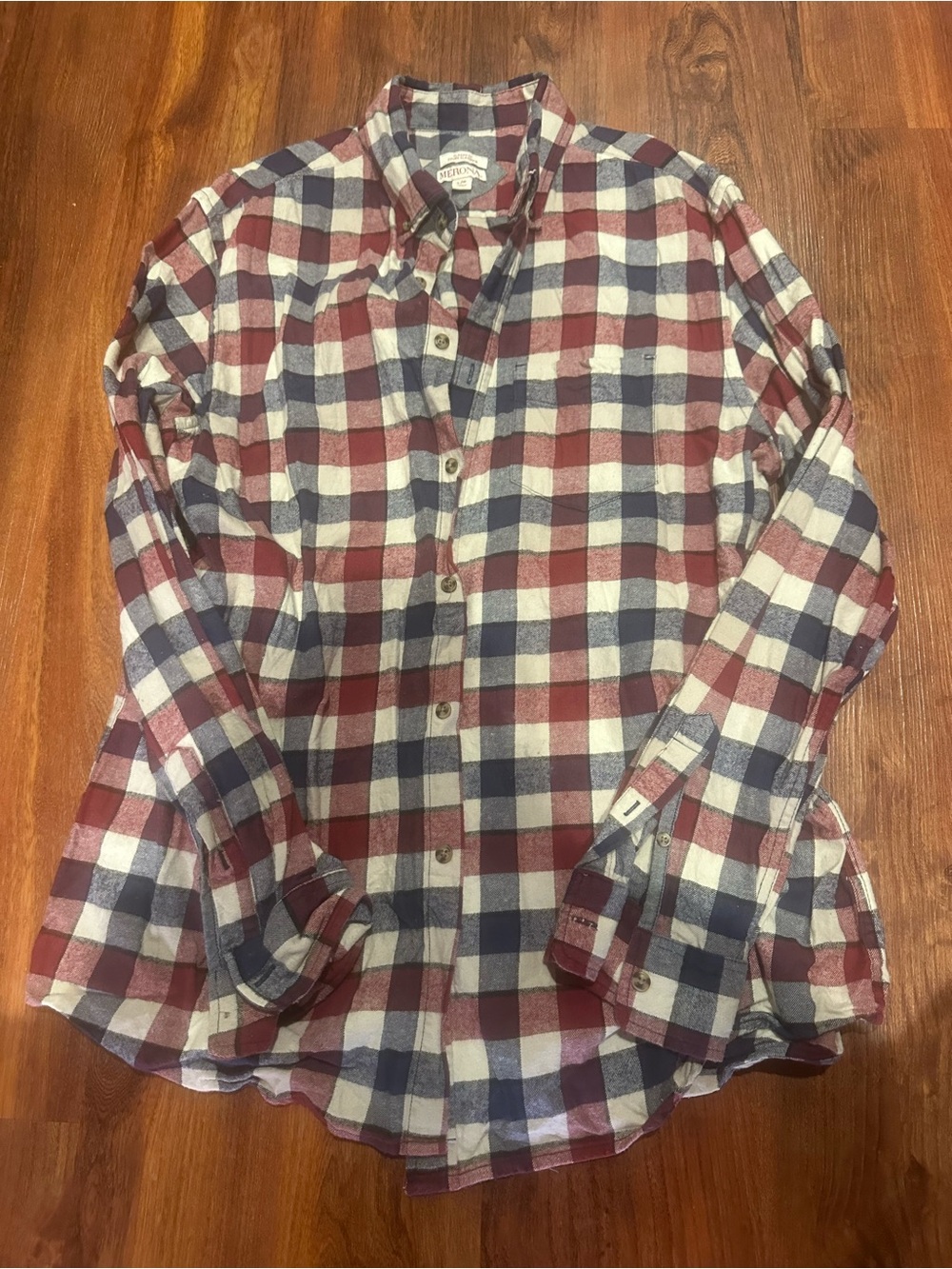 Womens Plaid Button-Up Shirt - Red, Blue & White